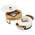 Round Nesting Luxury Gold Wood Coffee Tables